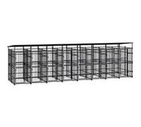 Vidaxl Chenil D'extérieur Avec Toit Pour Chiens Acier 14,75 M²