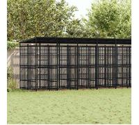 vidaXL Chenil d'Extérieur avec Toit pour Chiens Acier 16,59 m² Cage Enclos 3097954
