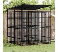 vidaXL Chenil d'extérieur avec toit pour chiens Acier 3,69 m²