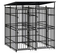 vidaXL Chenil d'Extérieur avec Toit pour Chiens Acier 3,69 m² Cage Enclos 3097947