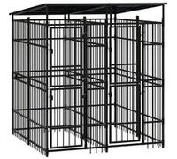 vidaXL Chenil d'Extérieur avec Toit pour Chiens Acier 3,69 m² Cage Enclos 3097947 Noir G