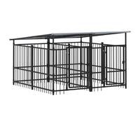 Chenil d'Extérieur pour Chiens Acier 13,14 m² Cage Enclos Niche Chiot vidaXL