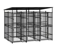 vidaXL Chenil d'Extérieur avec Toit pour Chiens Acier 5,53 m² Cage Enclos 3097948
