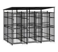vidaXL Chenil d'Extérieur avec Toit pour Chiens Acier 5,53 m² Cage Enclos 3097948 Noir G