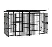 Vidaxl Chenil D'extérieur Avec Toit Pour Chiens Acier 7,37 M²