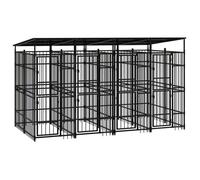 vidaXL Chenil d'Extérieur avec Toit pour Chiens Acier 7,37 m² Cage Enclos 3097949