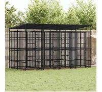 Vidaxl Chenil D'extérieur Avec Toit Pour Chiens Acier 7,37 M²