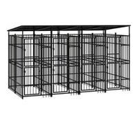vidaXL Chenil d'Extérieur avec Toit pour Chiens Acier 7,37 m² Cage Enclos 3097949 Noir G