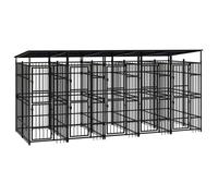 vidaXL Chenil d'Extérieur avec Toit pour Chiens Acier 9,22 m² Cage Enclos 3097950
