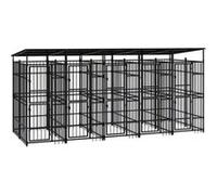 vidaXL Chenil d'Extérieur avec Toit pour Chiens Acier 9,22 m² Cage Enclos 3097950 Noir G