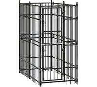 vidaXL Chenil d'extérieur pour chiens Acier 1,84 m², Noir G