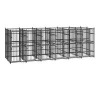 Chenil d'extérieur pour chiens Acier 11,06 m², Noir