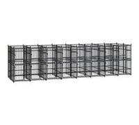 Chenil d'extérieur pour chiens Acier 14,75 m², Noir