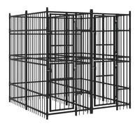 vidaXL Chenil d'extérieur pour chiens et chiots en acier 3,69 m² – cage/niche