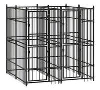 vidaXL Chenil d'extérieur pour chiens et chiots en acier 3,69 m² – cage/niche