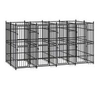 Chenil d'extérieur pour chiens Acier 7,37 m², Noir