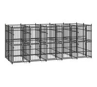 Chenil d'extérieur pour chiens Acier 9,22 m², Noir, acier enduit de poudre, 480 x 192 x 200 cm