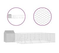 Vidaxl Chenil D'extérieur Pour Chiens Avec Toit Argenté 10x6x2,5 M