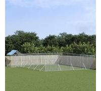 Chenil d'Extérieur pour Chiens et Toit Cage Animaux de Compagnie Argenté vidaXL