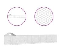 Vidaxl Chenil D'extérieur Pour Chiens Avec Toit Argenté 14x2x2,5 M