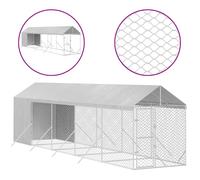 Vidaxl Chenil D'extérieur Pour Chiens Avec Toit Argenté 2x10x2,5 M