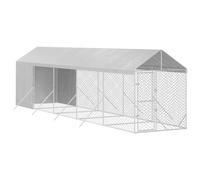 vidaXL Chenil d'extérieur pour Chiens avec Toit argenté 2x10x2,5 m, chenil pour Chiens, Cage pour Chiens, Cage pour Animaux de Compagnie, Niche