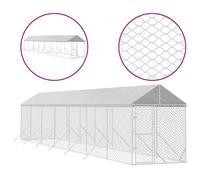 Vidaxl Chenil D'extérieur Pour Chiens Avec Toit Argenté 2x14x2,5 M