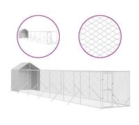 Vidaxl Chenil D'extérieur Pour Chiens Avec Toit Argenté 2x14x2,5 M