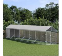 Vidaxl Chenil D'extérieur Pour Chiens Avec Toit Argenté 2x14x2,5 M