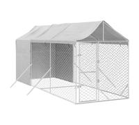 vidaXL Chenil d'extérieur pour Chiens avec Toit argenté 2x6x2,5 m, chenil pour Chiens, Cage pour Chiens, Cage pour Animaux de Compagnie, Niche