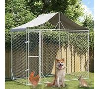 vidaXL Chenil d'extérieur pour chiens – niche avec toit et porte verrouillable – galvanisé argenté