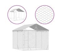 Vidaxl Chenil D'extérieur Pour Chiens Avec Toit Argenté 3x3x2,5 M