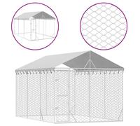 Vidaxl Chenil D'extérieur Pour Chiens Avec Toit Argenté 3x4,5x2,5 M