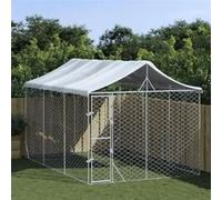 Vidaxl Chenil D'extérieur Pour Chiens Avec Toit Argenté 3x4,5x2,5 M