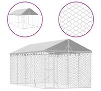 Vidaxl Chenil D'extérieur Pour Chiens Avec Toit Argenté 3x6x2,5 M