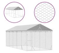 Vidaxl Chenil D'extérieur Pour Chiens Avec Toit Argenté 3x7,5x2,5 M