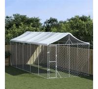 Vidaxl Chenil D'extérieur Pour Chiens Avec Toit Argenté 3x7,5x2,5 M