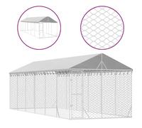 Vidaxl Chenil D'extérieur Pour Chiens Avec Toit Argenté 3x9x2,5 M
