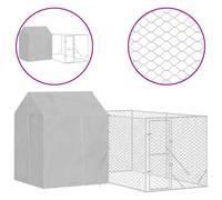 Vidaxl Chenil D'extérieur Pour Chiens Avec Toit Argenté 4x4x2,5 M