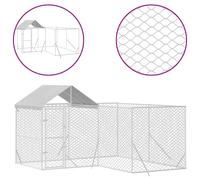 Vidaxl Chenil D'extérieur Pour Chiens Avec Toit Argenté 4x4x2,5 M
