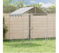 vidaXL Chenil d'extérieur pour chiens 3190470 avec toit argenté 4x4x2,5 m Beige G