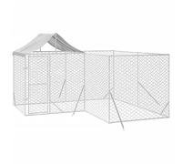vidaXL Chenil d'extérieur pour Chiens avec Toit argenté 4x4x2,5 m, chenil pour Chiens, Cage pour Chiens, Cage pour Animaux de Compagnie, Niche