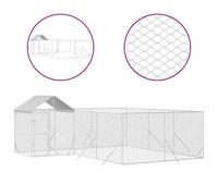 Vidaxl Chenil D'extérieur Pour Chiens Avec Toit Argenté 6x6x2,5 M