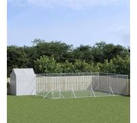 Vidaxl Chenil D'extérieur Pour Chiens Avec Toit Argenté 6x6x2,5 M