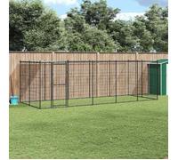 vidaXL Chenil extérieur 3082294 Acier avec toit 12,1 m² pour chiens