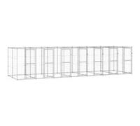vidaXL Chenil extérieur, Acier galvanisé 16,94 m² Or G