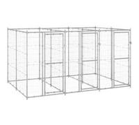 vidaXL Chenil extérieur, Acier galvanisé 7,26 m² Gris G