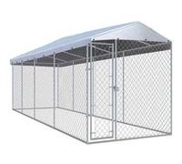 vidaXL Chenil Extérieur avec Toit pour Chiens 760x190x225 cm Animaux Enclos Cage 145031 Gris G