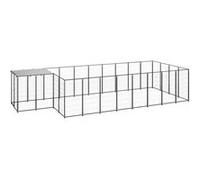 Chenil Noir 10,89 m² Acier Enclos pour Chiots Cage Chiens Extérieur 3082207