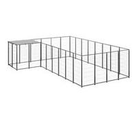 Chenil Noir 10,89 m² Acier Enclos pour Chiots Cage Chiens Extérieur 3082226